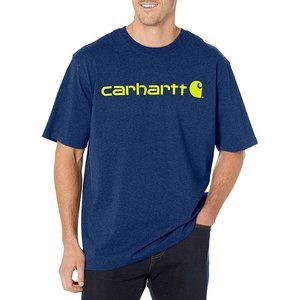 Carhartt Men's Dark Cobalt Blue Heather Short-Sleeve Logo T-Shirt, Size: 2XL